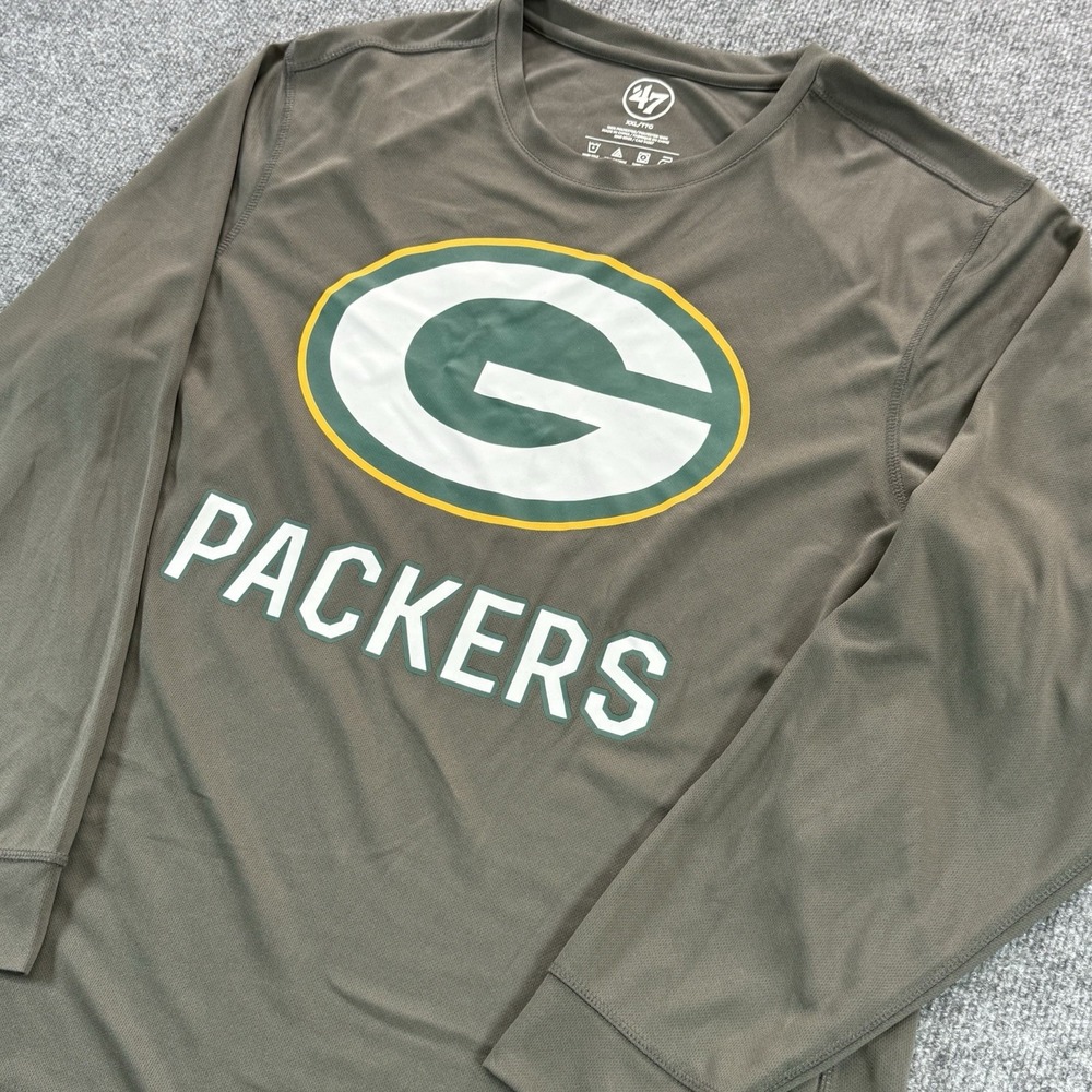 47 Brand Green Bay Packers Long Sleeve Shirt Mens 2XL Gray NFL Football